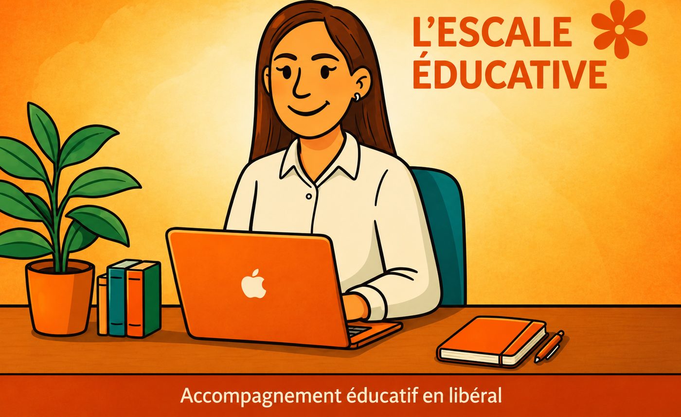 Illustration : Laura, éducatrice en libéral, devant son ordinateur